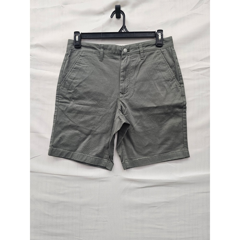 Member's Mark Mens Flat Front Twill Shorts Olive Cotton Blend Casual Size 32